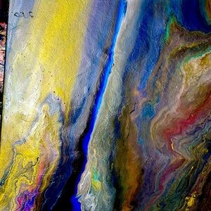 Abstract pour with acrylic paints on a stretched canvas. commission work also